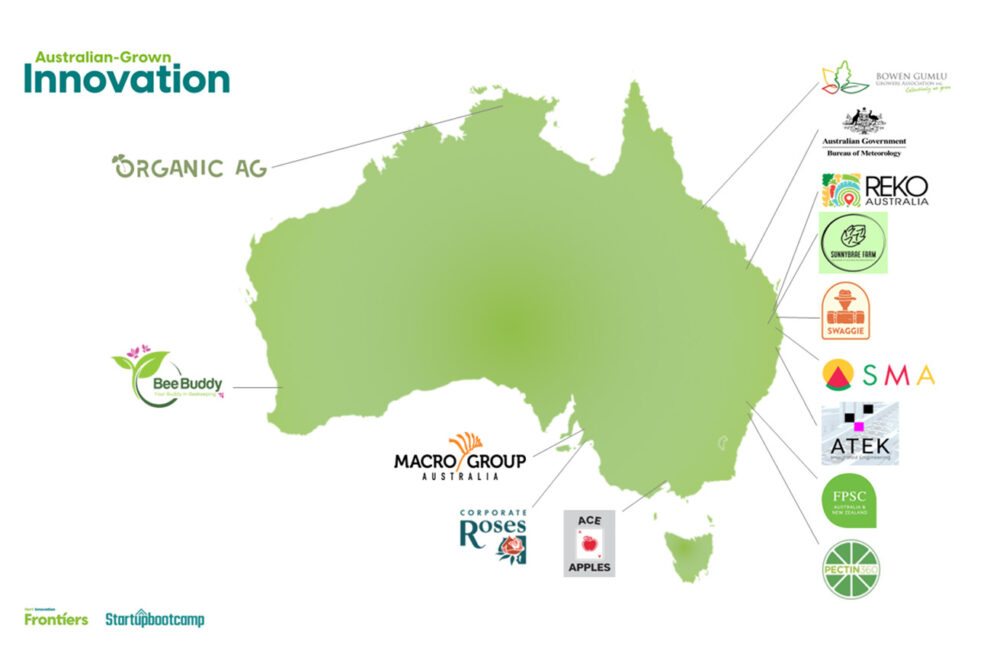 1300-x-900px-AGI Cohort Map of Australia with the logos of the Australian Grown Innovation cohort.